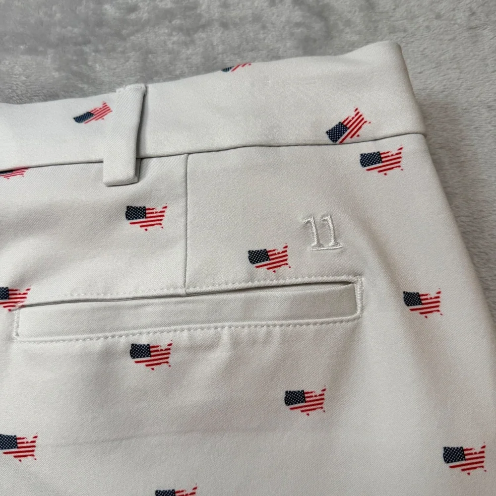 Walter Hagen 11 Majors Mens Golf Shorts White American Flag Print Size 42